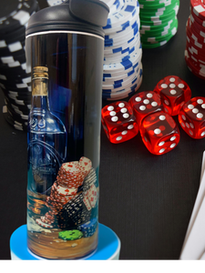 Poker Chip & Whiskey Bottle 20oz. Stainless Steel Tumbler