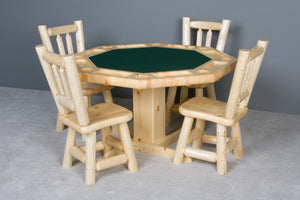 Viking Log Poker Table with 4 matching chairs
